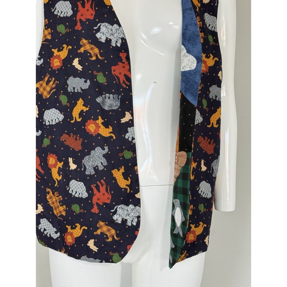 Vintage 90s Handmade Noah’s Ark Patchwork Reversible Vest Women’s Size L Boho - Picture 8 of 11